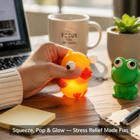 Jouet LED Lumineux à Presser en Forme de Canard ou de Grenouille avec Yeux Saillants, Amusant et Mignon, en PVC Souple, Jouet Anti-Stress pour Bureau, Maison, Décoration de Table, Cadeau