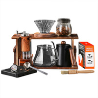 Ensemble de cafetière à filtre réutilisable avec support en bois de qualité supérieure, design moderne et minimaliste, porte-filtre amovible, pour la maison