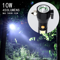 Marteau de sécurité longue portée, en alliage d'aluminium, pour véhicule, lampe de poche LED, Rechargeable, 1 pièce