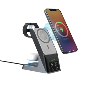 Cargador Inalámbrico 6 en 1 de 15W con Reloj Digital, Estación de <span class=keywords><strong>Carga</strong></span> Rápida para iPhone 16, 15, AirPods y <span class=keywords><strong>Apple</strong></span> <span class=keywords><strong>Watch</strong></span> - Product Image 5