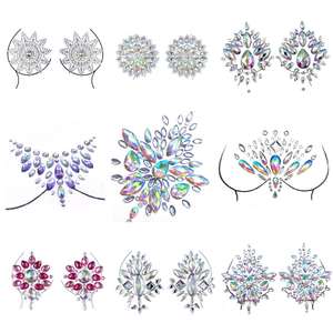 Shimmer ing Gem Wieder verwendbare Strass-BH-Aufkleber Crystal Breast <span class=keywords><strong>Nipple</strong></span> <span class=keywords><strong>Pasties</strong></span> Covers Bling Adhesive Boob <span class=keywords><strong>Pasties</strong></span> für sexy Damen - Product Image 3