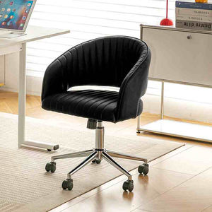 コンピュータワークステーション用の人間工学に基づいたデザインのモダンなピンクベルベット回転オフィスチェア - Product Image 5