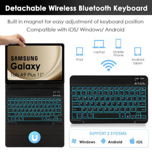 Funda con Teclado Inalámbrico Magnético Desmontable con Retroiluminación de 7 Colores OEM ODM para <span class=keywords><strong>Samsung</strong></span> <span class=keywords><strong>Galaxy</strong></span> <span class=keywords><strong>Tab</strong></span> A11+ A9+ 11 - Product Image 4
