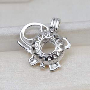 Collier avec pendentif éléphant en argent S925, style européen et américain, accessoires de bricolage, perle vide sans trou, taille de la cage 7-8 mm - Product Image 4