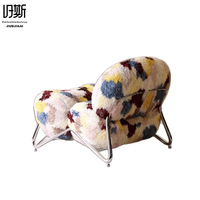Sillón de Ocio Artístico con Tapicería de Bouclé, Estilo Nube, Sillón Individual de Diseño para Sala de Estar, Estudio y Sala de Exposiciones