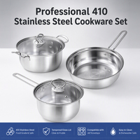Ensemble de casseroles professionnel en acier inoxydable 410, 5 pièces, induction, vente en gros d'ensembles de casseroles en acier inoxydable