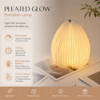 Lampe en papier pliable en forme de vase avec tube floral, lumière de nuit LED à intensité variable rechargeable par USB, décoration portable pour la maison et le bureau