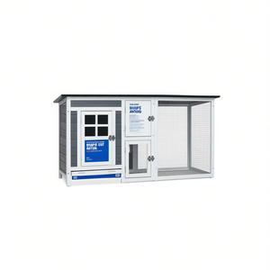 Jaula para pollos color rojo frijol con corral para uso en interiores y exteriores, jaula de madera para aves y aves de corral - Product Image 1