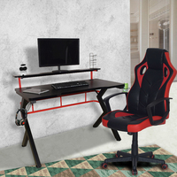 Bureau d'ordinateur sur pied, bureau, bureau, table d'étude, bureau de jeu avec lumières rvb, nouveau, grands Lots