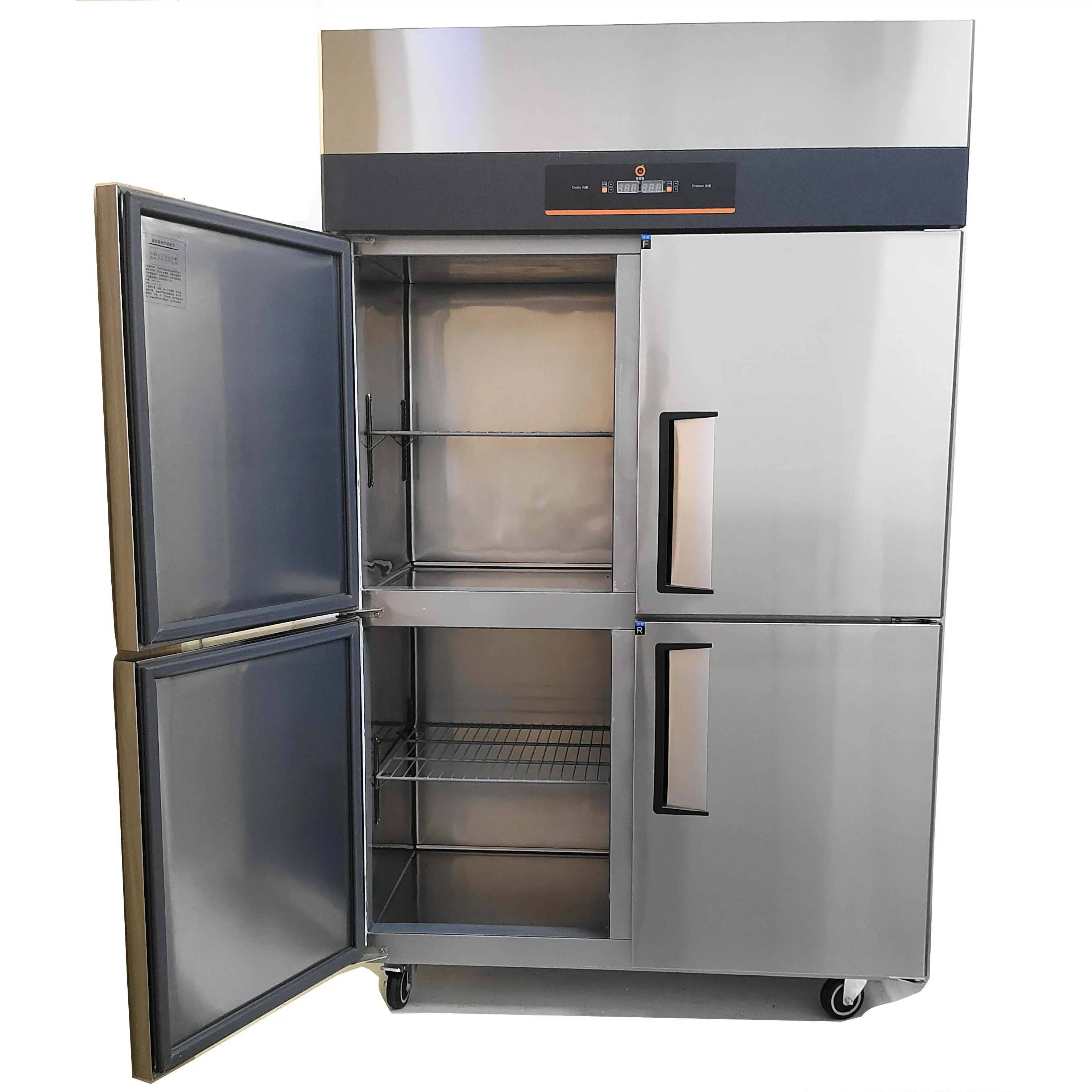 Q Serie Eco-Friendly Stainless Steel Direct Cooling Upright Freezer for Commercial Use 4 Door Freezer