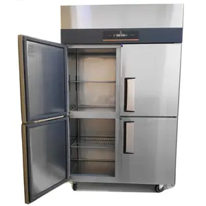 Q Serie環境にやさしいステンレス鋼直接冷却直立冷凍庫商業用4ドア冷凍庫