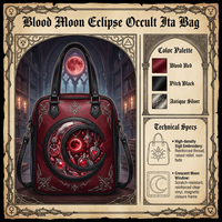 Sac à bandoulière Ita Bag personnalisé et unique, en similicuir PVC rouge sang, style Occult Gothique, avec présentoir pour épingles, pour les salons d'anime et la mode gothique