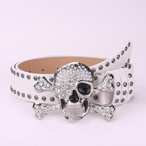 Nuevo Cinturón Punk con Calavera de Diamantes de Imitación para Hombre y <span class=keywords><strong>Mujer</strong></span>, Hebilla de Cristal de Lujo, Cinturón de <span class=keywords><strong>Cuero</strong></span> PU, Estilo Gótico Hip Hop Y2K - Product Image 4
