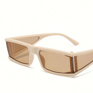 Lunettes de soleil tendance 2022, style vintage, avec verres miroir, forme de bouclier, pour femmes, petites lunettes carrées rectangulaires - Product Image 6