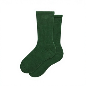 Chaussettes mi-hautes pour femmes, vert uni, mélange de coton, respirantes, tricotées, pour usage quotidien, saison printemps, style classique - Product Image 6