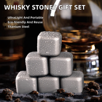 Coffret Cadeau Pierres à Whisky Design Classique Titane Écologique Ultra-légères Réutilisables Qualité Alimentaire Cubes Refroidissants pour Vin et Boissons Fête