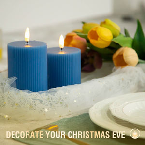 Venta al por mayor 3D mecha con pilas control remoto rayas verticales nuevas velas Led sin llama vela Led azul - Product Image 6