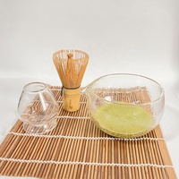 Bol à matcha en verre transparent avec support pour fouet, boîte personnalisée, ensemble de thé matcha