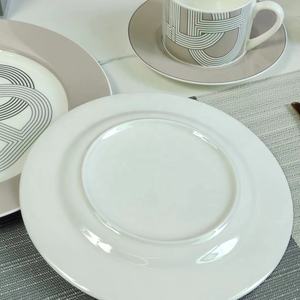 Hot <b>Sale</b> 2pcs Nordic Luxury Grey Runway Restaurant Set Porcelain Plate with Gift <b>Box</b> - Product Image 5
