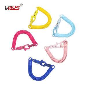 Jelly Color Elastic PVC Spring Rope Lanyard Key Chain Set Anti-Loss Card Bag with Elastic Rope