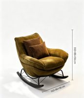 Fauteuil inclinable à bascule de luxe moderne en forme de cocon avec ottoman, revêtement en chenille moelleuse, dossier ergonomique incurvé, pour salon