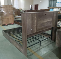 Lit double en bois et métal facile à assembler pour appartement, chambre à coucher, hôtel, taille Twin XL, prix d'usine, avec tiroirs