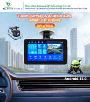 Pantalla Portátil Carplay de 7 Pulgadas con Android 13, Función de Cámara de Reversa, Batería de 1500mAh, Carplay Inalámbrico, Android Auto, Estéreo para Auto