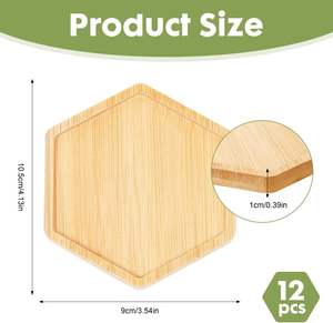 Lot de 12 sous-verres de 10 cm, sous-verres en bois, sous-verres en bambou, plateaux de base vides pour l'artisanat, petits plateaux en bois pour tasses à boire - Product Image 3