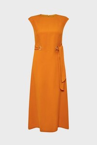 Abiti Casual senza maniche eleganti da <span class=keywords><strong>donna</strong></span> con occhiello a spacco arancione vestito Midi alla moda - Product Image 2