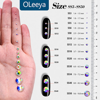 Strass en verre OLeeya à dos plat, rouges volcaniques, non thermocollants, à coller, cristaux ronds en vrac SS3-SS30 pour le nail art, les vêtements, les chaussures et les sacs