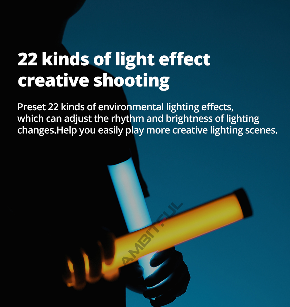 AMBITFUL A2 RGB 2500-8500K RGB LED Video Stick Tube Light, CRI 95+ TLCI 97 +,Built-in APP Lithium Battery Magnetic Function