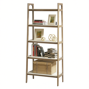 Libreria a Scala Moderna a 5 Ripiani in Legno, Mobile Contenitore Autoportante per Soggiorno - Product Image 1