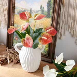 Bouquet d'Anthurium Artificiel Xiaxi à 7 Têtes, Rouge, Rose, Violet, en PVC Souple, pour Mariage et Décoration Intérieure - Product Image 2