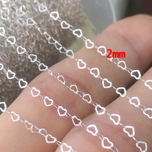 Cadenas de corazón de alta calidad de 2mm y 2,8mm a granel para hacer joyas, pulsera, cadena de plata 925 genuina - Product Image 1