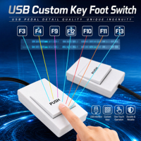 Pédale programmable USB ABS pour jeux et bureau, avec macro personnalisable et flash LED 12V 1A pour PC portable