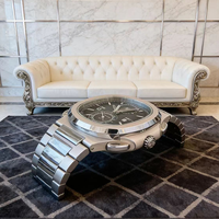 Table basse en forme de montre à la mode, acier inoxydable de qualité supérieure, décoration de salon, avec horloge, grand meuble