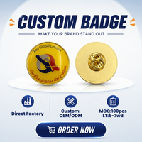 Épinglette ronde personnalisée plaquée or avec dôme en époxy et impression couleur intégrale |   Badge promotionnel avec logo d'entreprise OEM
