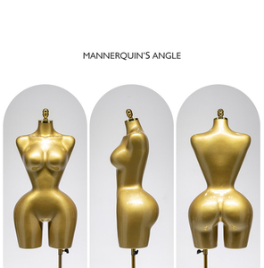 Mannequin de couture demi-corps moderne pour femme, grande taille, réglable, en PP, avec bras mobiles dorés, <span class=keywords><strong>pose</strong></span> debout, pour présentation de perruques et chapeaux - Product Image 6