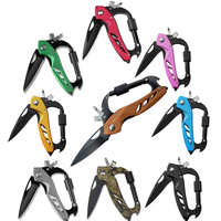 Couteau pliant multifonction 6 en 1 avec mousqueton, pour le camping en plein air, le sauvetage d'urgence, couteau de poche, manche en aluminium, randonnée, couteau multifonction