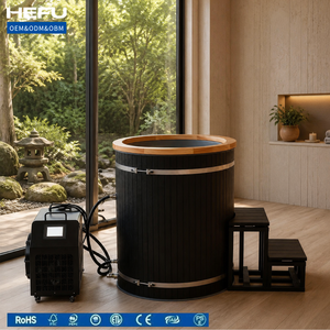 Baignoire <span class=keywords><strong>en</strong></span> <span class=keywords><strong>bois</strong></span> intelligente à refroidissement intégré contrôlée par Wi-Fi pour spa à domicile, fitness et bain froid - Product Image 1