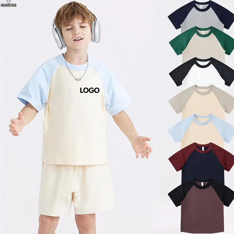 Conyson Custom LOGO Boys Girl's Clothing 240gsm 100% Cotton Summer T-Shirt Casual Comfortable Short Sleeve T-Shirt kids clothes