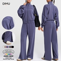 Ensemble de yoga 2 pièces DIMU en modal à couche d'air, pantalon ample à jambes larges, tenue décontractée pour femme, ensemble de sport et de détente, personnalisable avec logo, vêtements de sport