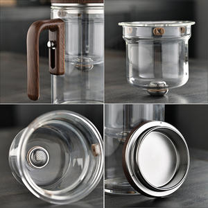 Nuovo Design per la casa di fiori di frutta per infusione <span class=keywords><strong>teiera</strong></span> alta in vetro borosilicato magnetica <span class=keywords><strong>teiera</strong></span> con infusore per il tè in legno - Product Image 6
