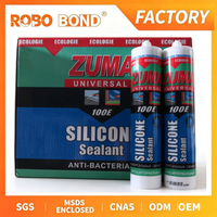 Scellant silicone neutre ROBO BOND, 100% silicone pour mur-rideau en verre, scellant météo non structurel, transparent, en cartouche