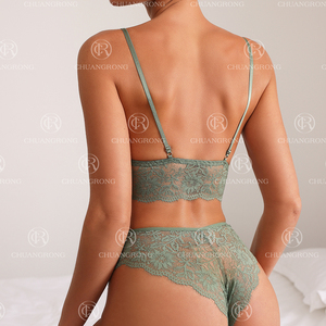 Custom Groen Rood Vrouwen Sexy Borst Wrap 2 Delige Set Dames See Through Transparant Kant Groothandel Erotische Lingerie Set - Product Image 4