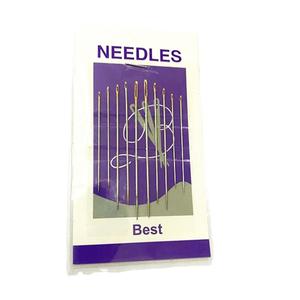 Aiguilles à coudre à la main Looen 12 Blue Card en acier au carbone nickelé, à grand chas, écologiques, pour kit de couture cuir, longueur 12 cm, 0,05 mm - Product Image 5