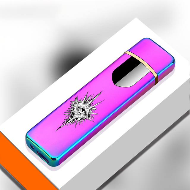 Wholesale USB Rechargeable Metal Flameless Touch Screen Ultra-thin Electric Lighter
