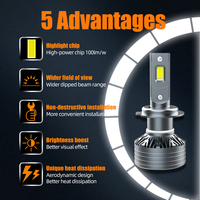 AKE T2 100W H7 Faro LED 9-36V 6000K 10000Lm Focos LED para Automóvil H1 H3 H4 H11 9005 9006 9012 Hir2 con Canbus para Coche