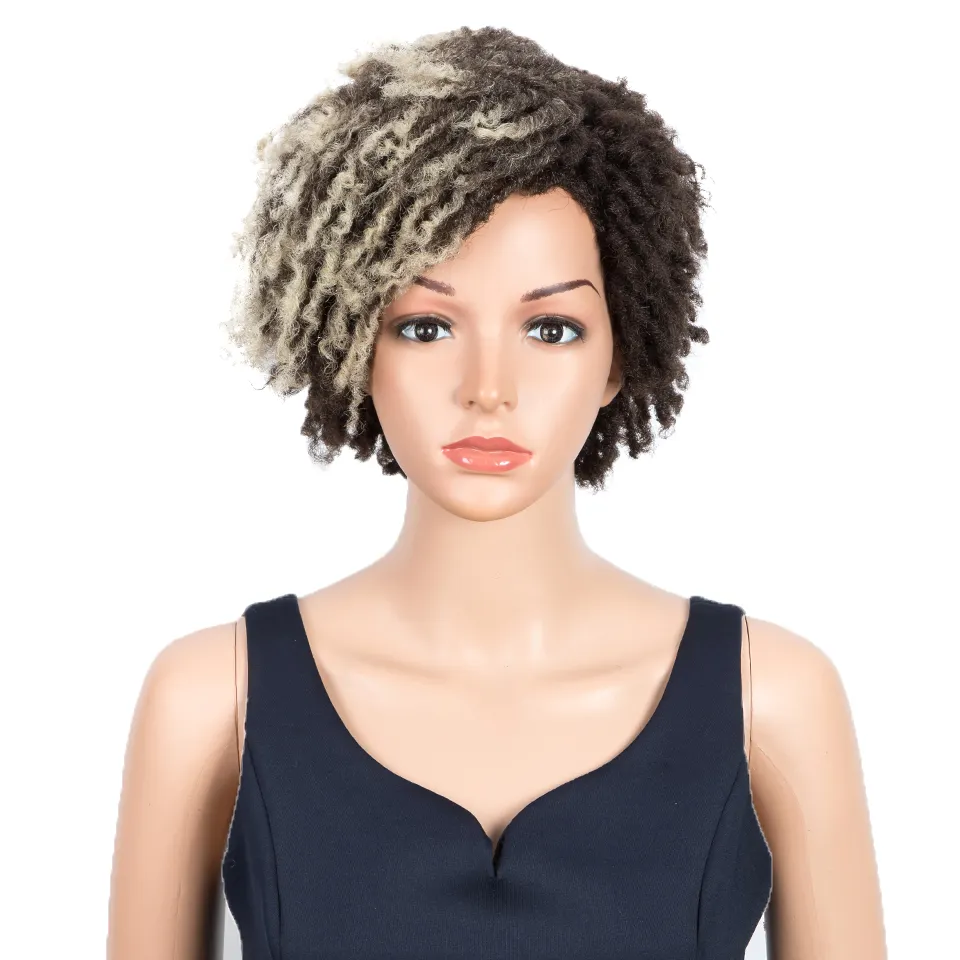 Resistente ao calor perucas sintéticas para as mulheres negras kinky 613 cabelo curto encaracolado para as mulheres negras onda do corpo profundo 8 polegadas perucas de cabelo sintético