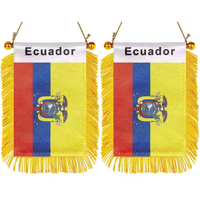 Drapeau suspendu pour fenêtre du Chili, mini-drapeaux de voiture, bannières décoratives pour rétroviseur avec ventouse et bannière à franges dorées